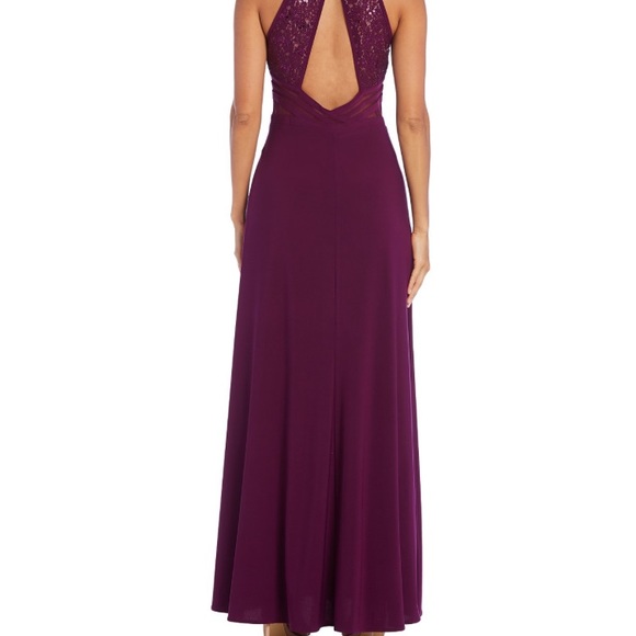 Morgan & Co. Sequins Lace Halter Form-Fitting Maxi Dress Gown Junior Size 7 NWT - Picture 12 of 13